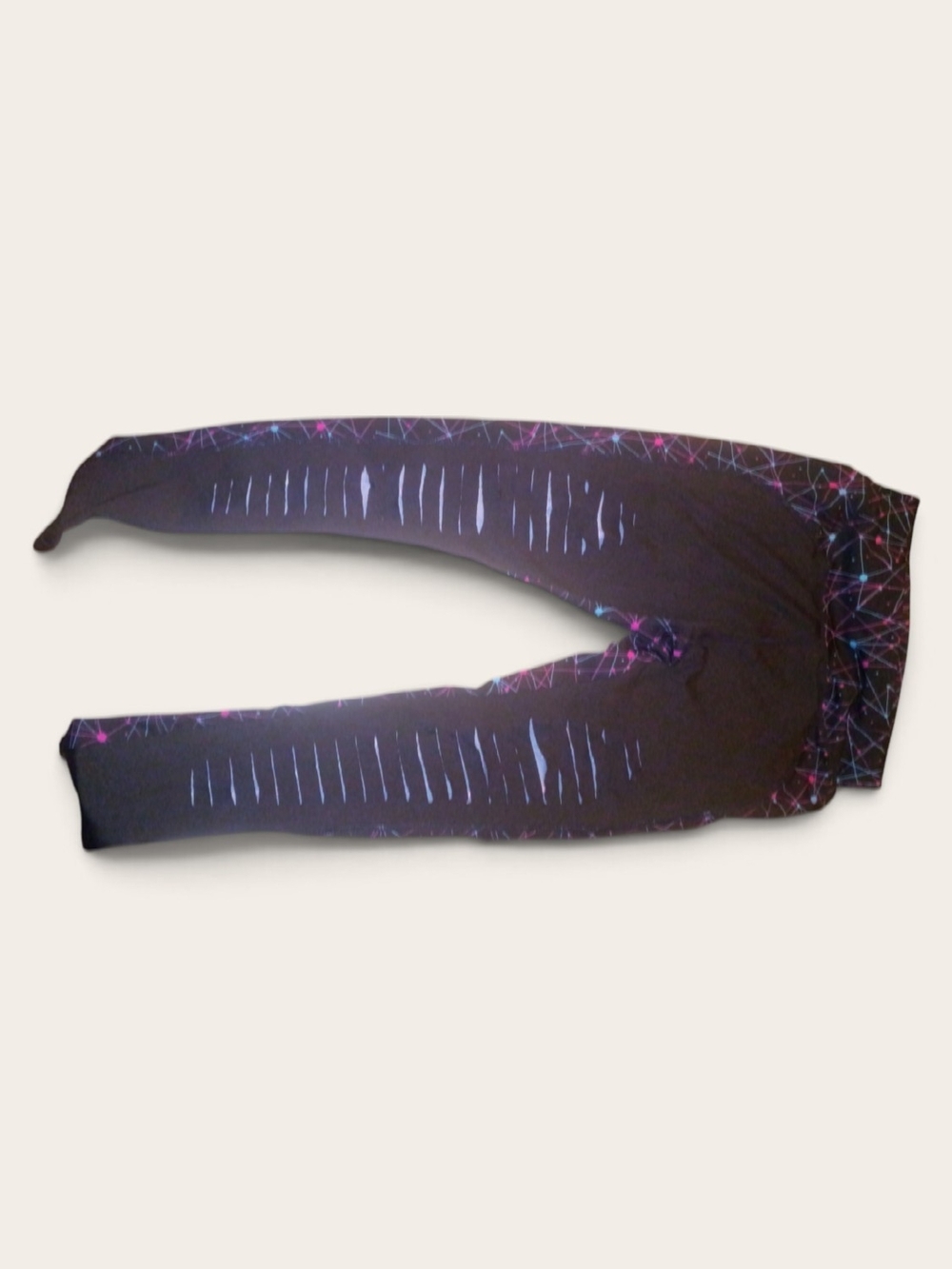 Women's Black Galaxy Print Leggings with Pink & Blue Accents